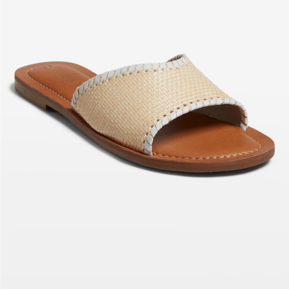 Jack Rogers Scarlett Slides Rattan Natural/White, Size 10